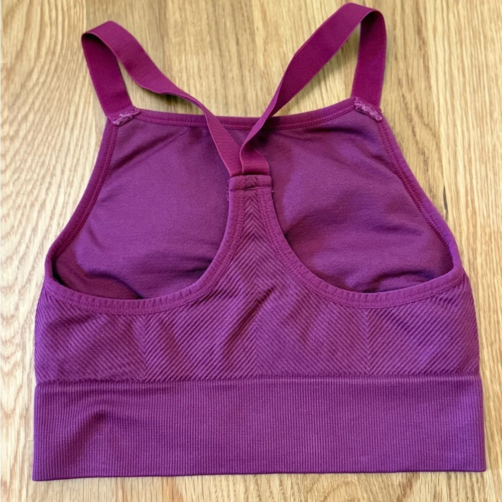 New Balance Purple Sports Bra with Racerback Design - Picture 2 of 2